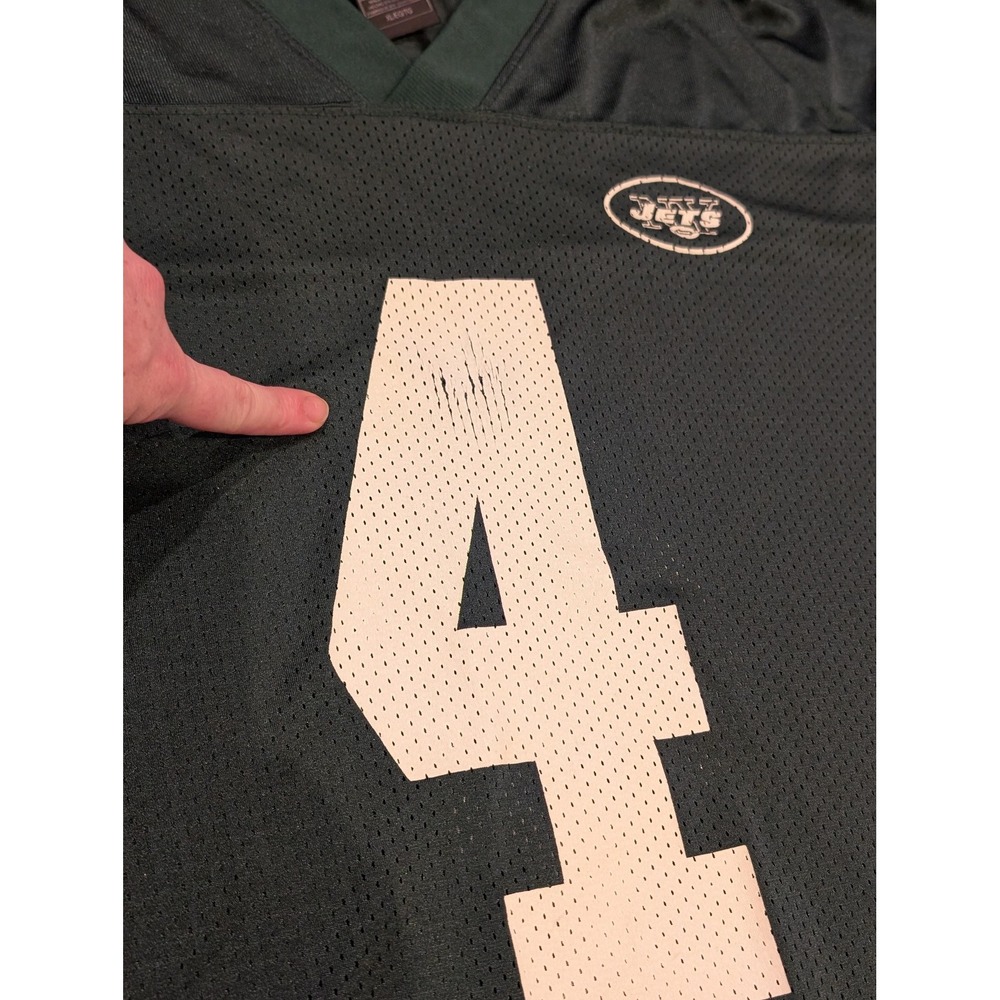 New York‎ Jets Jersey Mens XL Green White NFL Football Brett Favre 4 Reebok - Picture 5 of 11